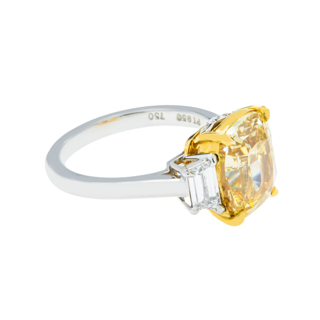 5.65 Carat Cushion Statement | Fancy Yellow | 18K Gold | Sunlit Royal Radiance