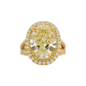 10.14 Carat Oval Diamond Ring | Fancy Yellow | 14K White Gold | Rare Fancy-Color Splendour