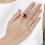 Round Brilliant Statement | Ruby Red | 14K White Gold | Elegant Sparkle | Heirloom - Image 4