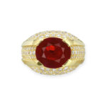 Round Brilliant Statement | Ruby Red | 14K White Gold | Elegant Sparkle | Heirloom