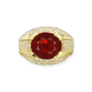 Round Brilliant Statement | Ruby Red | 14K White Gold | Elegant Sparkle | Heirloom