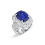 Round Brilliant Statement | Royal Blue Sapphire | 14K White Gold | Elegant Sparkle - Image 2