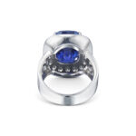Round Brilliant Statement | Royal Blue Sapphire | 14K White Gold | Elegant Sparkle - Image 3