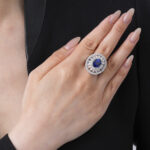 Round Brilliant Statement | Royal Blue Sapphire | 14K White Gold | Graceful Brilliance - Image 4