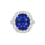 Round Brilliant Statement | Royal Blue Sapphire | 14K White Gold | Elegant Sparkle