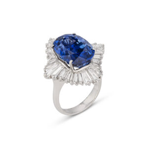 14.45 Carat Oval Statement | Royal Blue Sapphire | 14K White Gold | Grand Palais Radiance