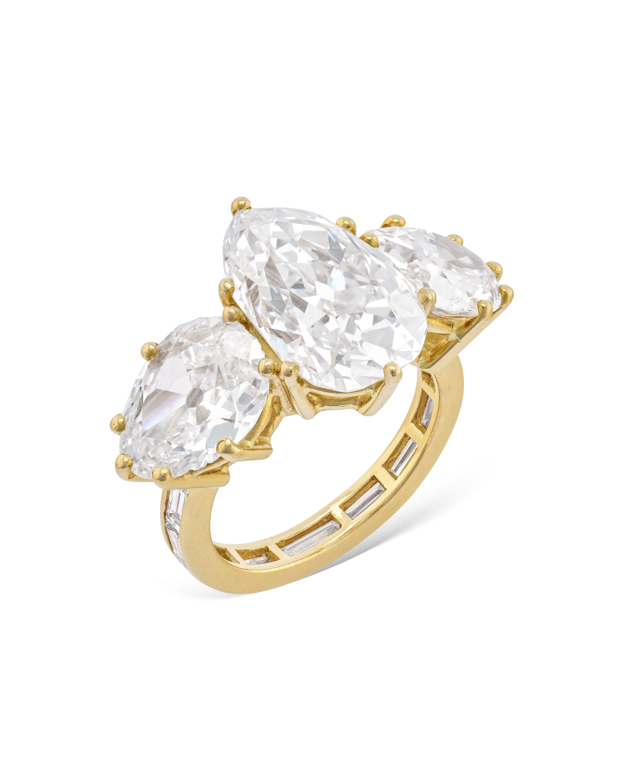 pear-modified-brilliant-cut-diamonds-of-7-37-carats-old-baguette-cut-and-pear-shaped-diamonds-18k-yellow-gold-250-000-front-view-primary.jpg 7.37 Carat Pear Statement | Brilliant White | 18K Yellow Gold | Refined Grandeur | Heirloom - Image 1