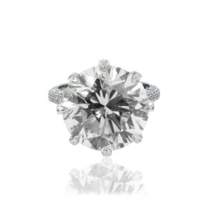 13.65 Carat Round Brilliant Diamond Ring | Brilliant White | 18K Gold