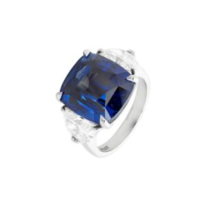 14.33 Carat Round Brilliant Statement | Royal Blue Sapphire | 18K Gold | Iconic Presence