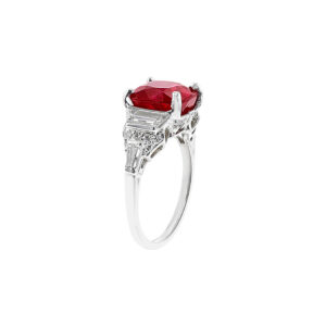 4.23 Carat Round Brilliant Statement | Ruby Red | 18K Gold | Modern Nobility