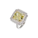 7.58 Carat Radiant Diamond Ring | Fancy Yellow | 18K Gold | Colour-Collector’s Treasure