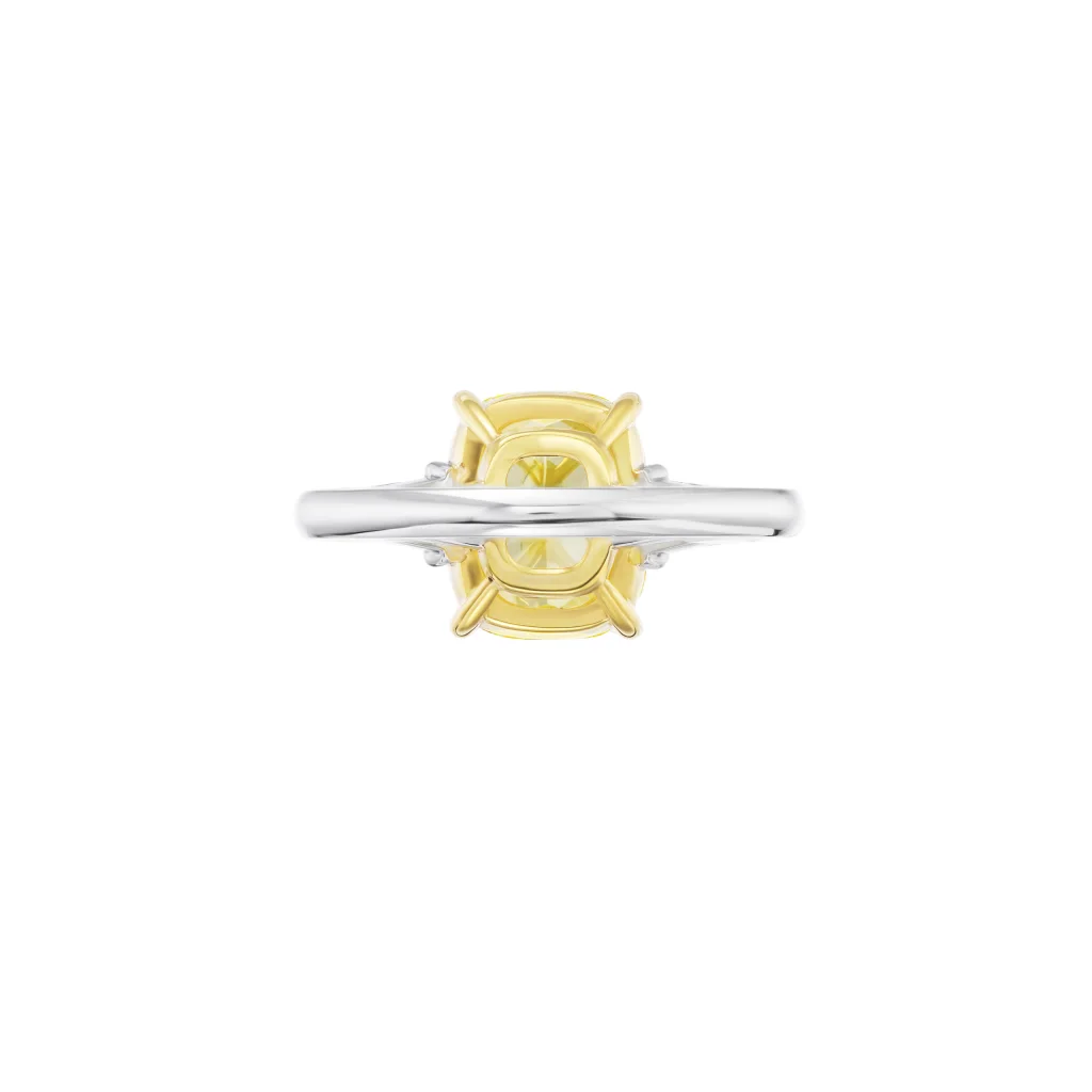 4.05 Carat Cushion Diamond Ring | Fancy Yellow | 18K Gold | Sunlit Royal Radiance