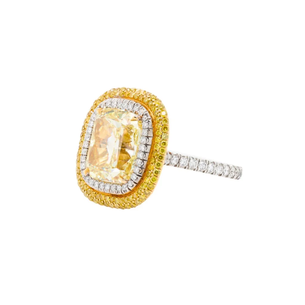 8.56 Carat Cushion Diamond Ring | Fancy Yellow | 18K Gold | A Crown-Worthy Fancy Rarity