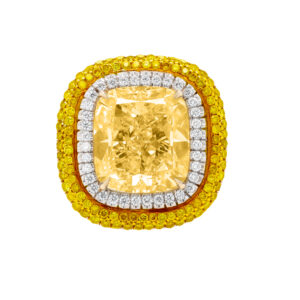 8.56 Carat Cushion Diamond Ring | Fancy Yellow | 18K Gold | A Crown-Worthy Fancy Rarity