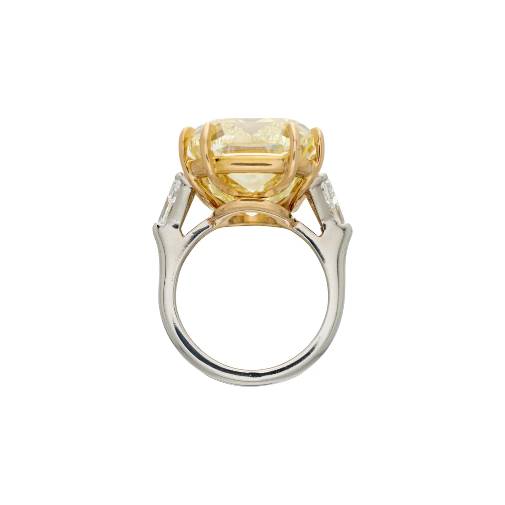 20.03 Carat Cushion Diamond Ring | Fancy Yellow | 18K Gold | Sunlit Royal Radiance