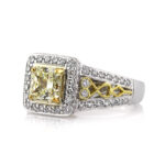 2 Carat Princess Diamond Ring | Fancy Yellow | 14K White Gold | A Crown-Worthy Fancy Rarity - Image 2