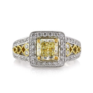 2 Carat Princess Diamond Ring | Fancy Yellow | 14K White Gold | A Crown-Worthy Fancy Rarity