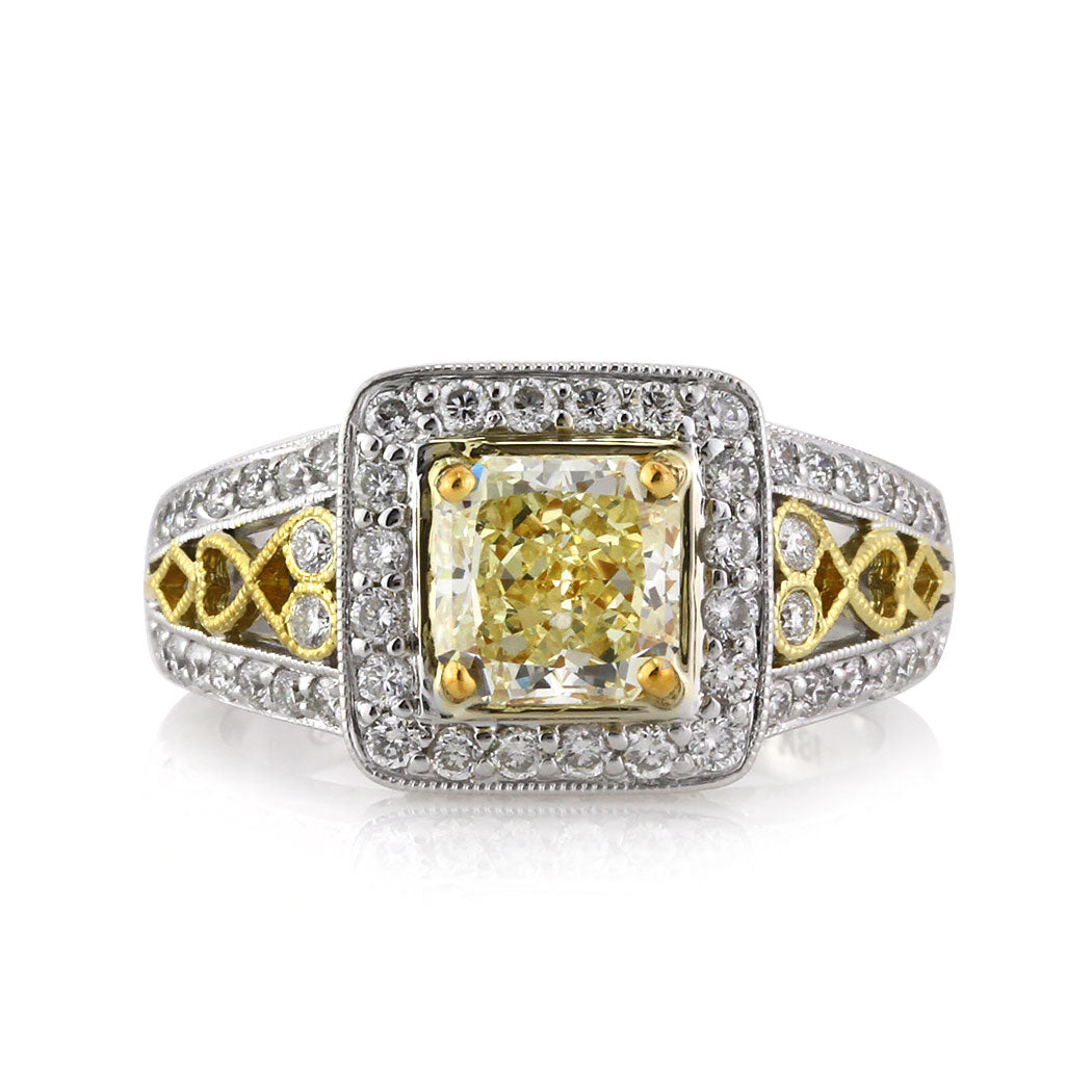 price-11-999-2ct-fancy-light-yellow-princess-cut-diamond-engagement-ring-front-view-primary.jpg 2 Carat Princess Diamond Ring | Fancy Yellow | 14K White Gold | A Crown-Worthy Fancy Rarity - Image 1