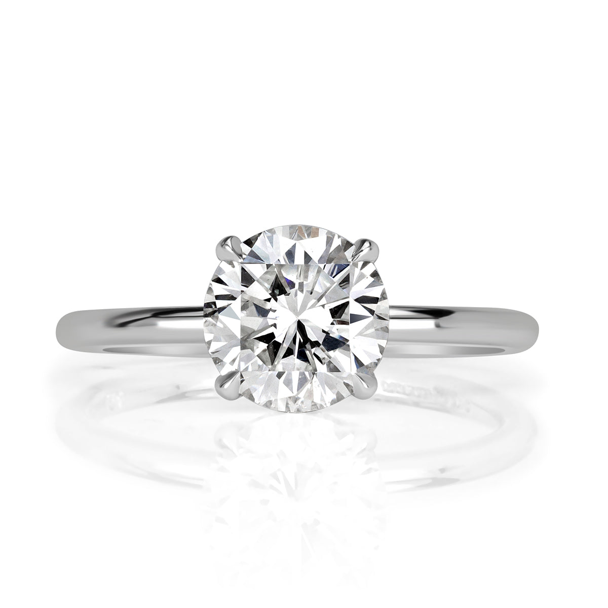 price-4999-1-ct-round-brilliant-cut-diamond-engagement-ring-front-view-primary.jpg 1 Carat Round Brilliant Diamond Ring | Brilliant White | 14K White Gold | Elegant Sparkle - Image 1