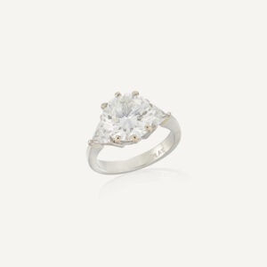 5.3 Carat Round Brilliant Statement | Brilliant White / F color | VVS | 14K White Gold