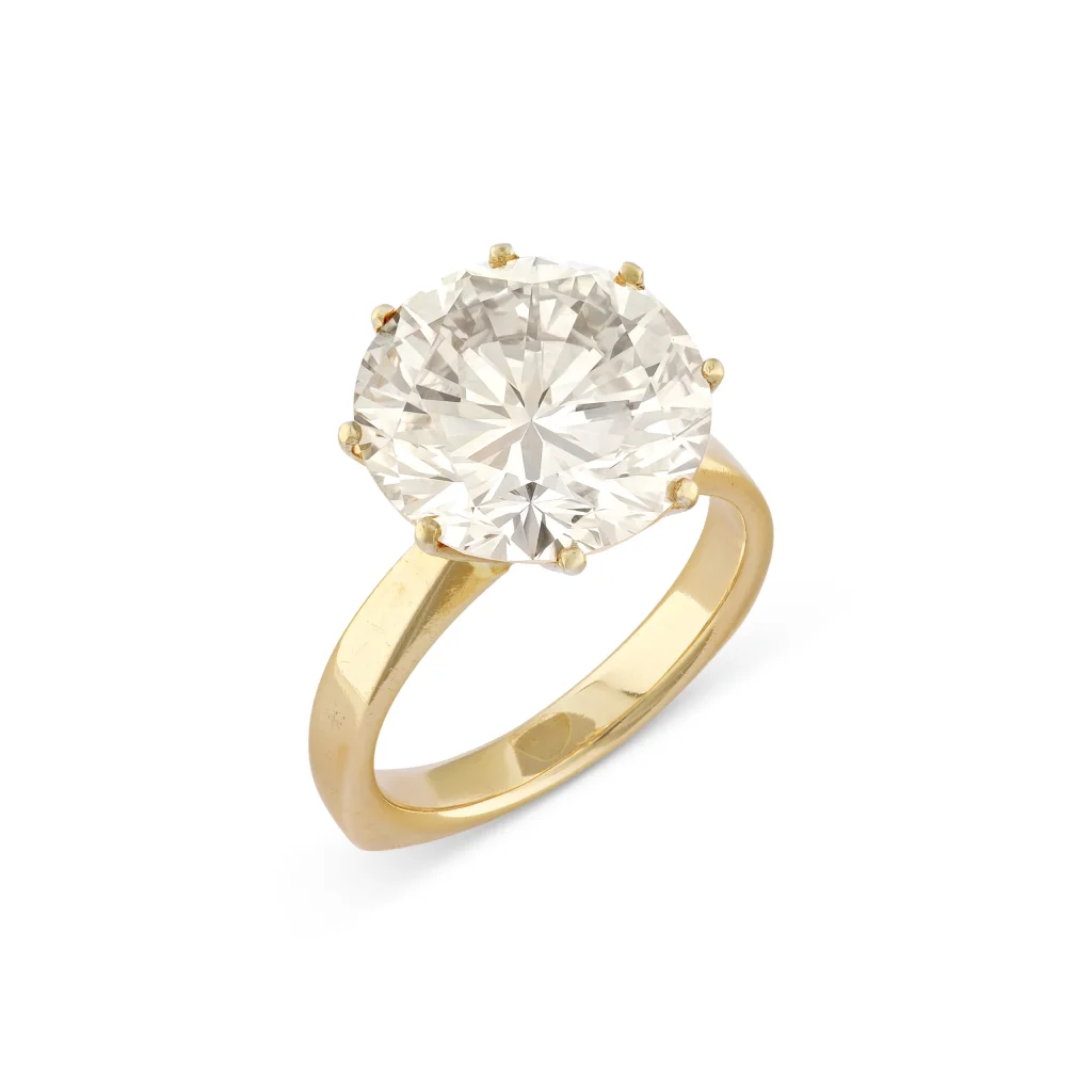 6.9 Carat Round Brilliant Statement | Brilliant White | 18K Yellow Gold