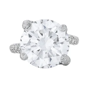 11.08 Carat Round Brilliant Statement | Brilliant White / D color | VVS | 18K White Gold