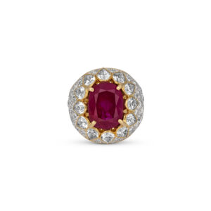 Round Brilliant Statement | Ruby Red | 14K White Gold | Classic Charm | Modern Classic