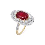 Round Brilliant Statement | Ruby Red | 14K White Gold | Elegant Sparkle | Heirloom