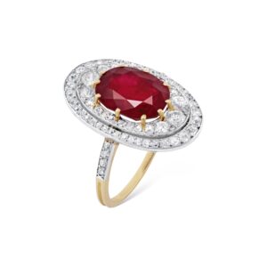 Round Brilliant Statement | Ruby Red | 14K White Gold | Elegant Sparkle | Heirloom