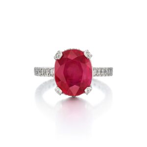 Round Brilliant Statement | Ruby Red | 14K White Gold | Classic Charm | Modern Classic