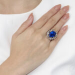 15 Carat Round Brilliant Statement | Royal Blue Sapphire | 14K White Gold - Image 4