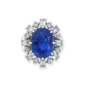 15 Carat Round Brilliant Statement | Royal Blue Sapphire | 14K White Gold