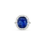 Round Brilliant Statement | Royal Blue Sapphire | 14K White Gold | Elegant Sparkle - Image 6