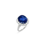 Round Brilliant Statement | Royal Blue Sapphire | 14K White Gold | Elegant Sparkle - Image 7