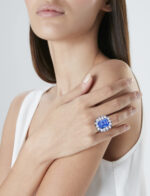 Round Brilliant Statement | Royal Blue Sapphire | 14K White Gold | Pure Sophistication - Image 4