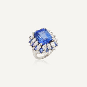 Round Brilliant Statement | Royal Blue Sapphire | 14K White Gold | Pure Sophistication