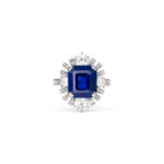 Round Brilliant Statement | Royal Blue Sapphire | 14K White Gold | Classic Charm | Heirloom