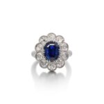 5.01 Carat Round Brilliant Statement | Royal Blue Sapphire | 14K White Gold