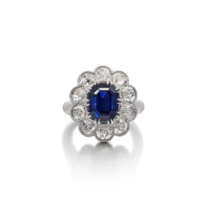 5.01 Carat Round Brilliant Statement | Royal Blue Sapphire | 14K White Gold