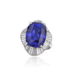 Round Brilliant Statement | Royal Blue Sapphire | 14K White Gold | Elegant Sparkle - Image 4
