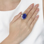 Round Brilliant Statement | Royal Blue Sapphire | 14K White Gold | Elegant Sparkle - Image 8