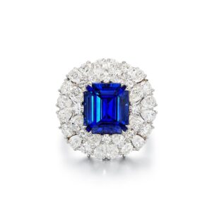 7 Carat Round Brilliant Statement | Royal Blue Sapphire | 14K White Gold
