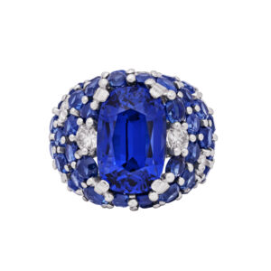 13.33 Carat Cushion Statement | Royal Blue Sapphire | 18K White Gold
