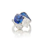 4.13 Carat Round Brilliant Statement | Royal Blue Sapphire | 14K White Gold