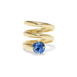 Round Brilliant Diamond Ring | Royal Blue Sapphire | 14K White Gold | Classic Charm - Image 2