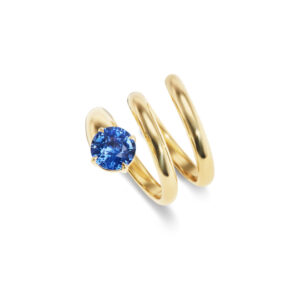 Round Brilliant Diamond Ring | Royal Blue Sapphire | 14K White Gold | Classic Charm