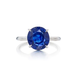 Round Brilliant Statement | Royal Blue Sapphire | 14K White Gold | Refined Light