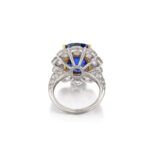12.34 Carat Cushion Statement | Royal Blue Sapphire | 14K White Gold | Iconic Presence - Image 3