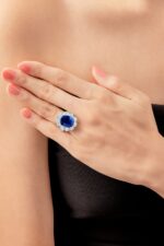12.34 Carat Cushion Statement | Royal Blue Sapphire | 14K White Gold | Iconic Presence - Image 5