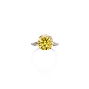 3.88 Carat Round Brilliant Statement | Fancy Yellow | 14K White Gold
